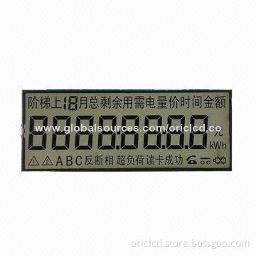 Custom-made HTN LCD panel for meter, positive with outline size of 54.5x19.5mm, wide temperature